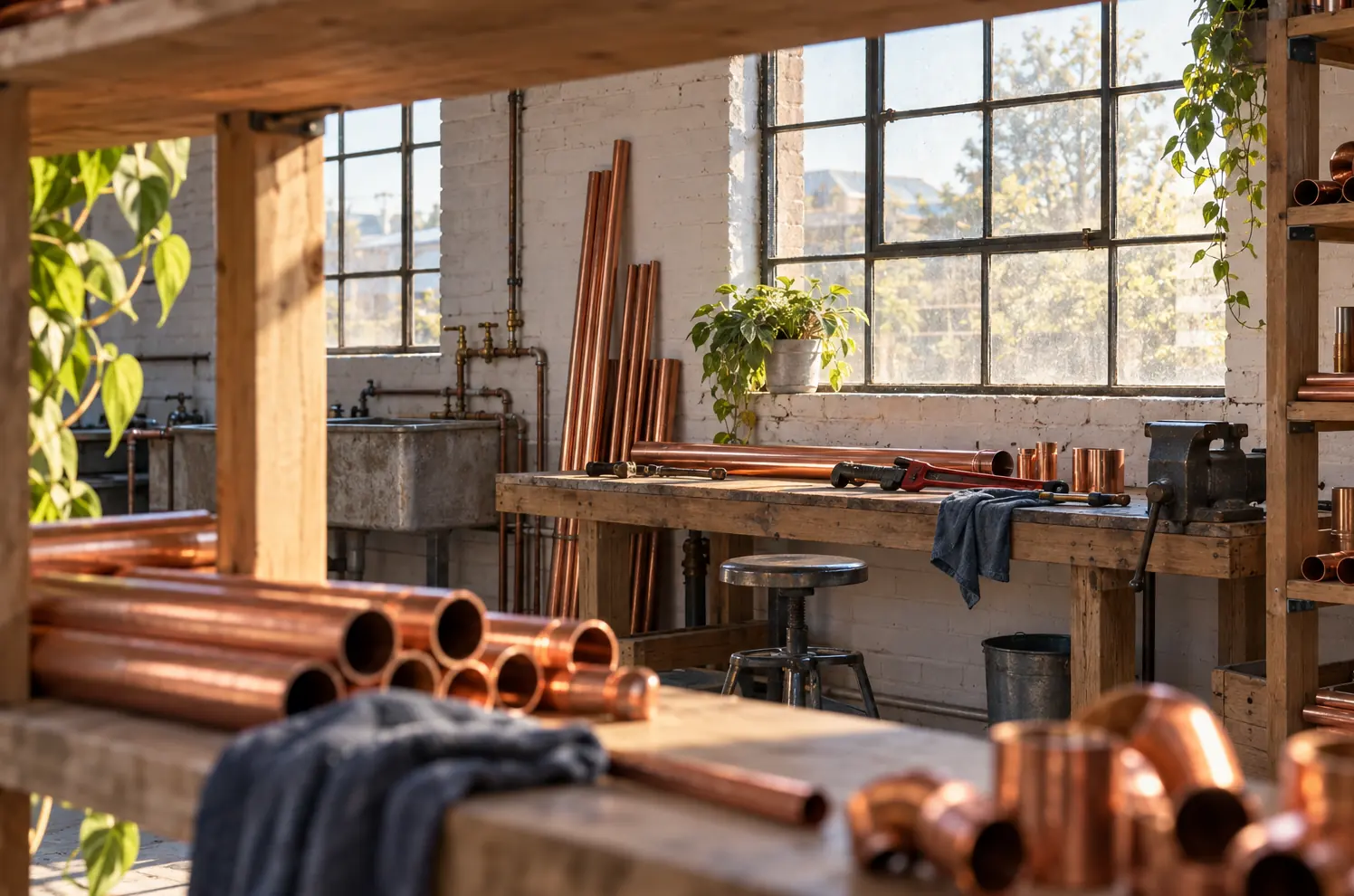 Illustration of plumbing businesses and their working space